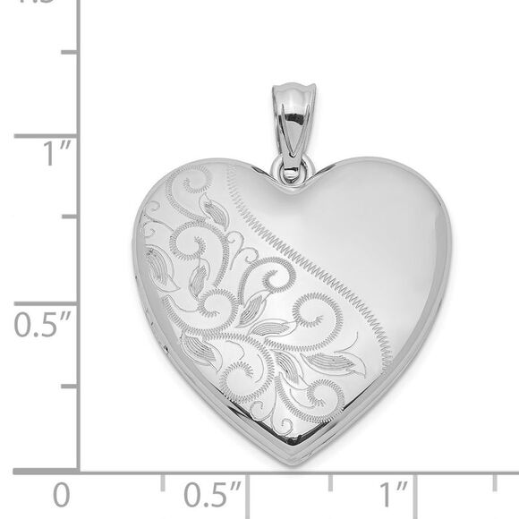 Sterling Silver 24mm Scrolled Heart Family Locket - Picture 5 of 6